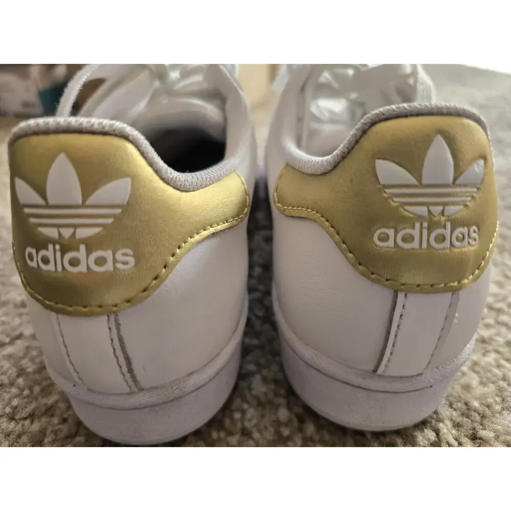 Adidas Superstar Men's White Gold Lace Up Low Top Leather Sneakers FX7483 - Picture 8 of 8
